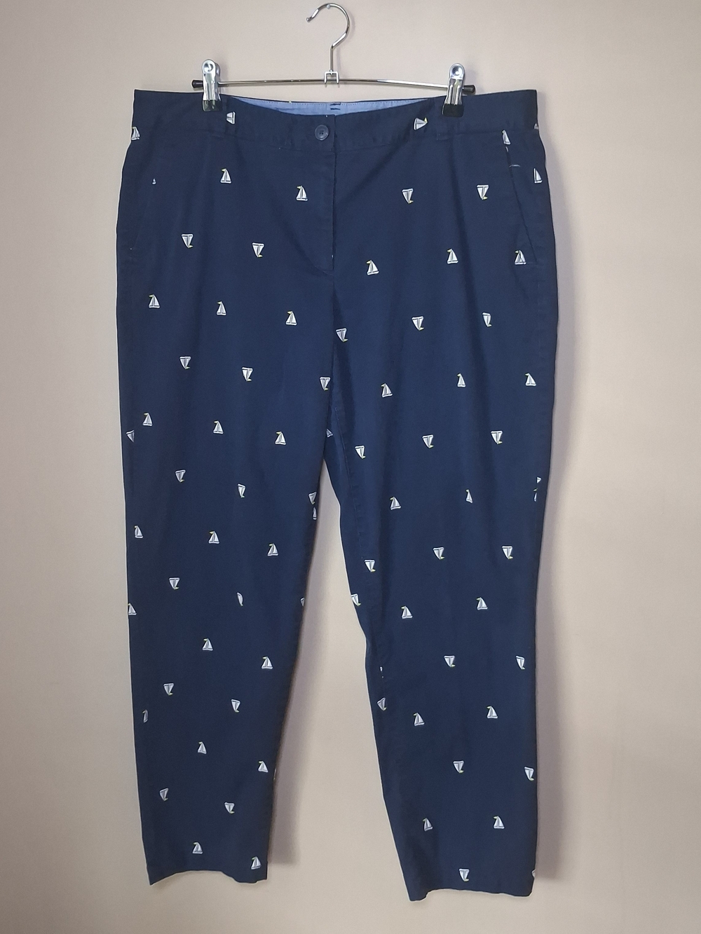 Talbots Weekend Chino Navy W/Sailboats Pants; Sz. 14